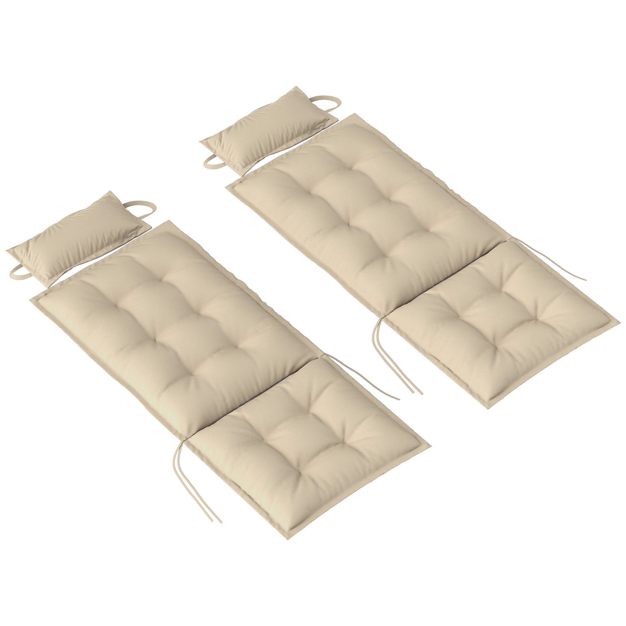 Sæt med 2 hynder til liggestol, vandafvisende hynde til haveliggestol, hynde 50x116x5 cm, beige