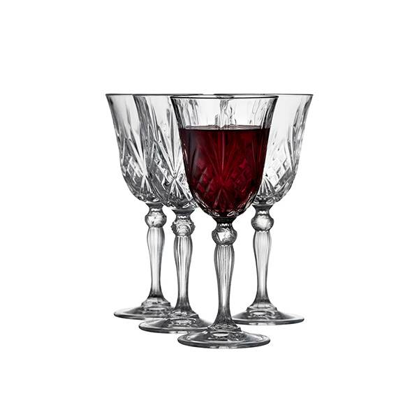 Lyngby Glas Krystal Melodia Rødvinsglas 27 cl 4 stk - Klar  : Erling Christensen Møbler