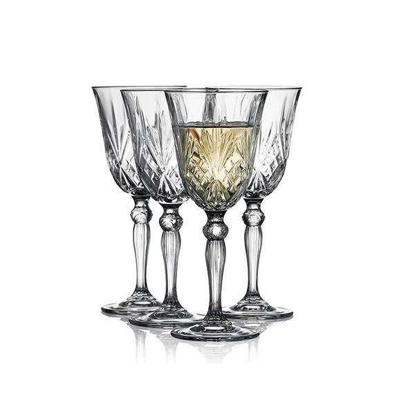 Lyngby Glas Krystal Melodia Hvidvinsglas 21 cl 4 stk - Klar  : Erling Christensen Møbler