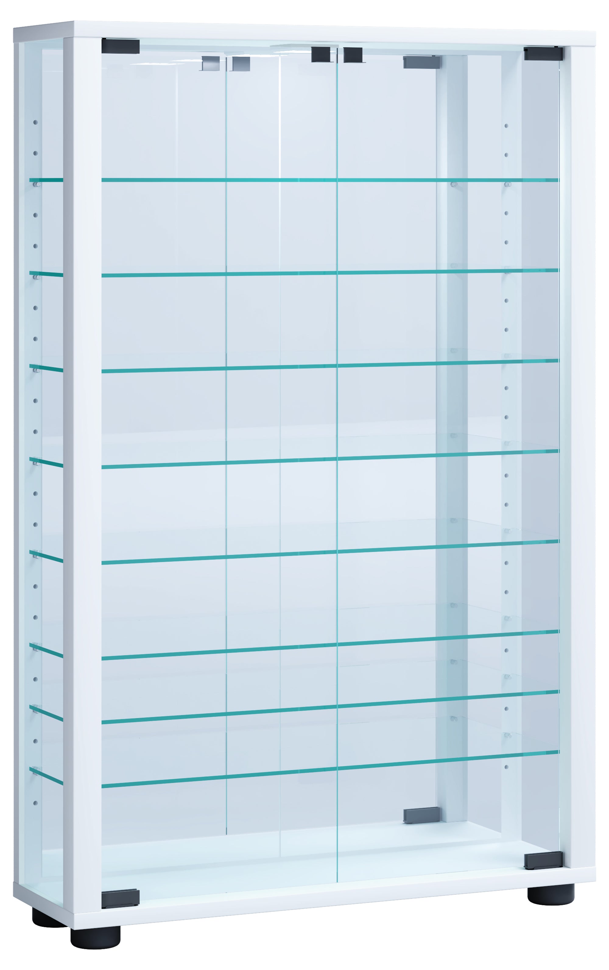 Gulv Vitrineskab "Lumo Mini" Med Spejl | Inkl. Led Lys, 91x59x18 cm, hvid