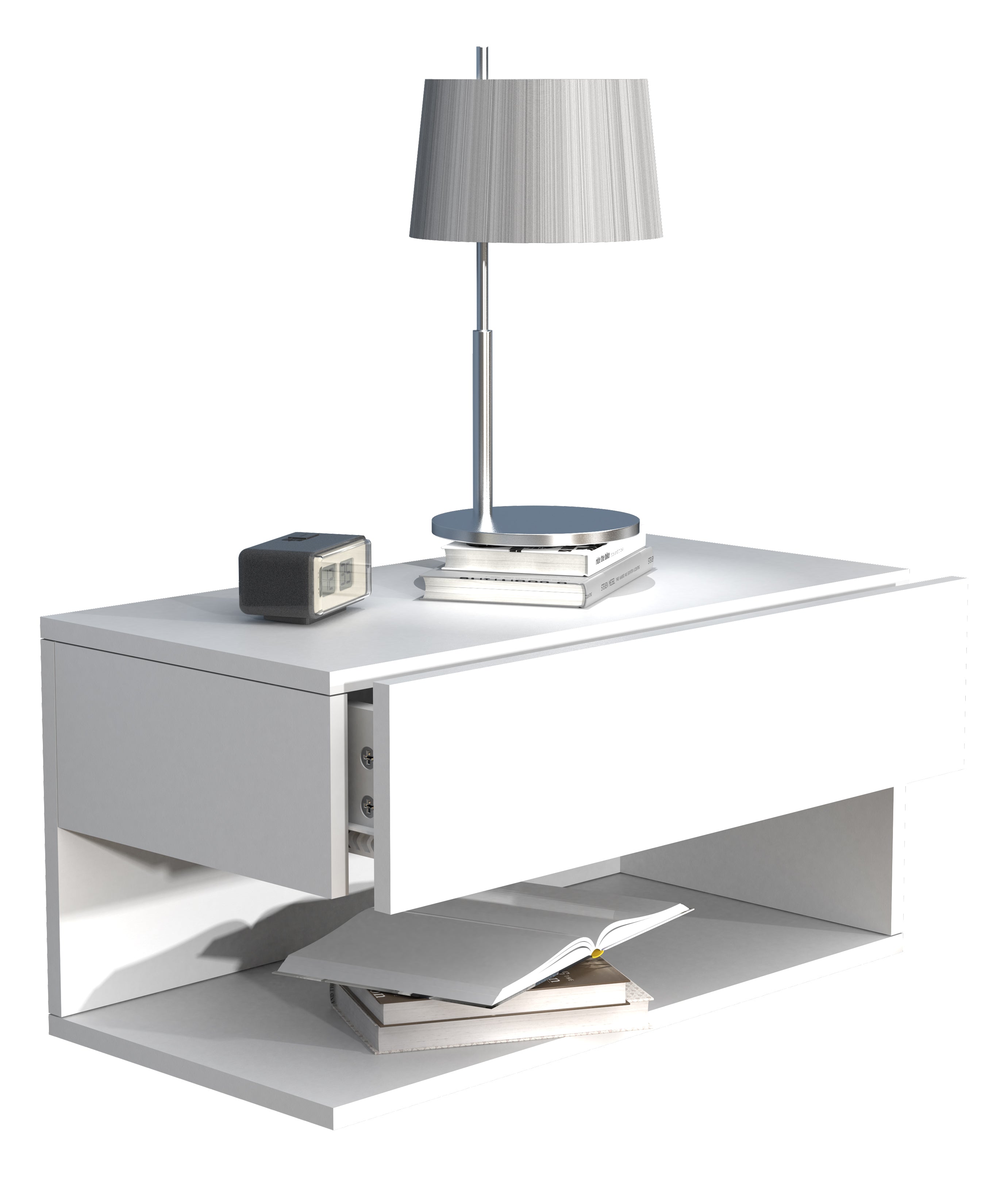 Vægbord / natbord / sengebord, 30x60x32 cm, hvid