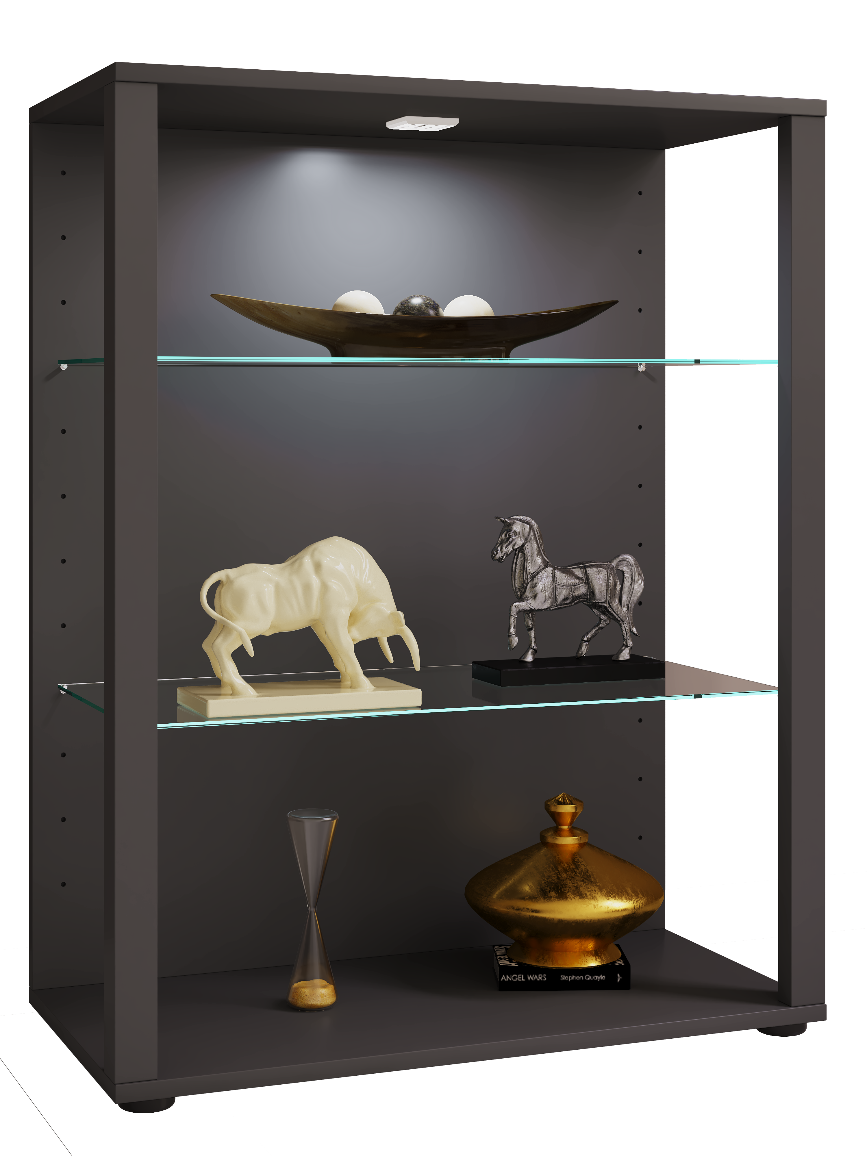 Vitrineskab, H. 90 x B. 70 x D. 35 cm, antracit