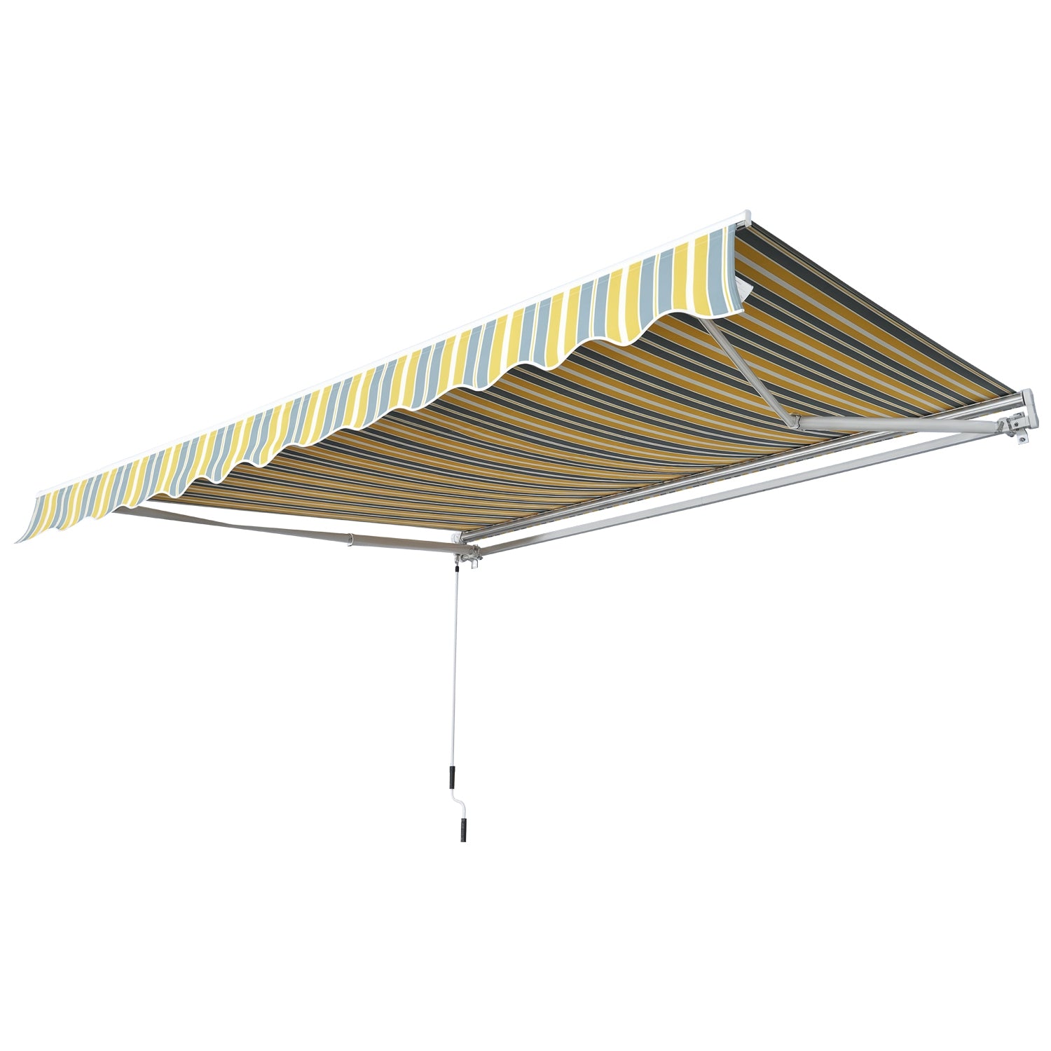 Markise med håndsving, solbeskyttelse, aluminium, gul og grå, 295 x 245 cm