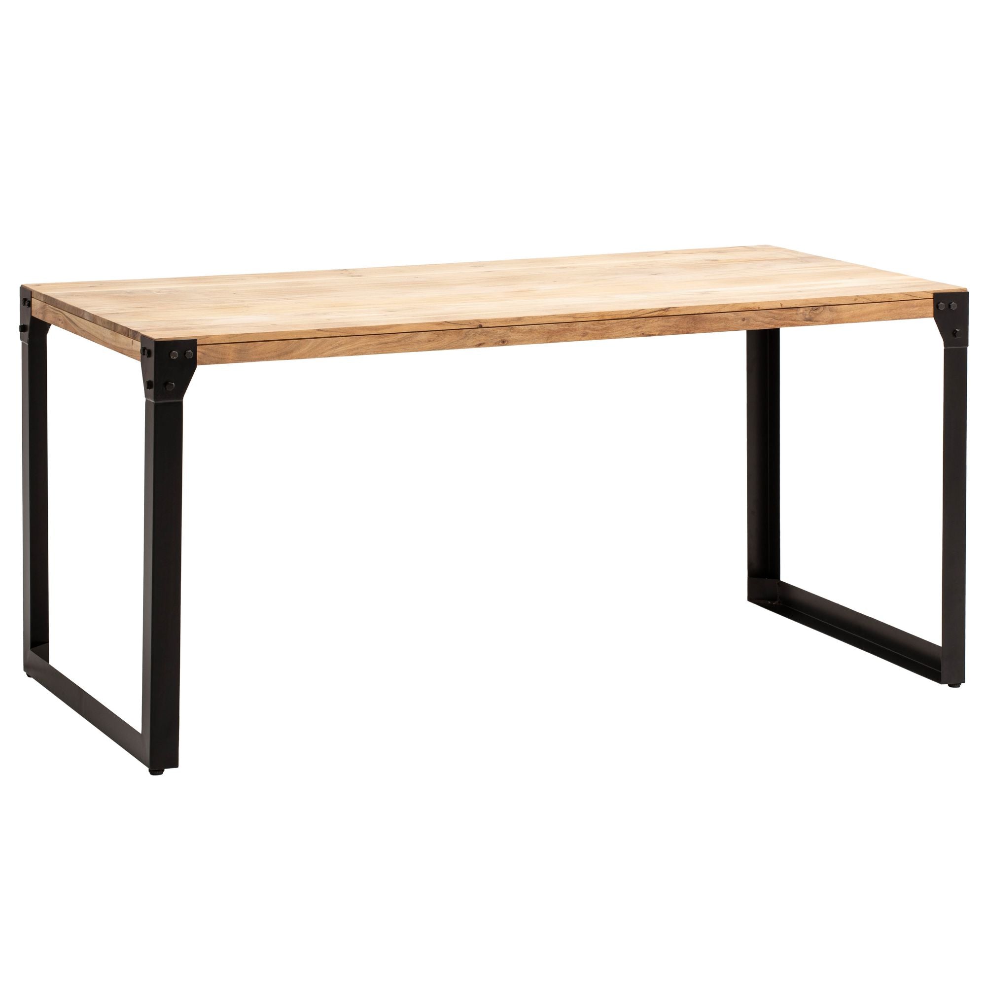 Rektangulært Spisebord 180x90 cm i Massivt Akacietræ med Metalben  -  Industrielt Design