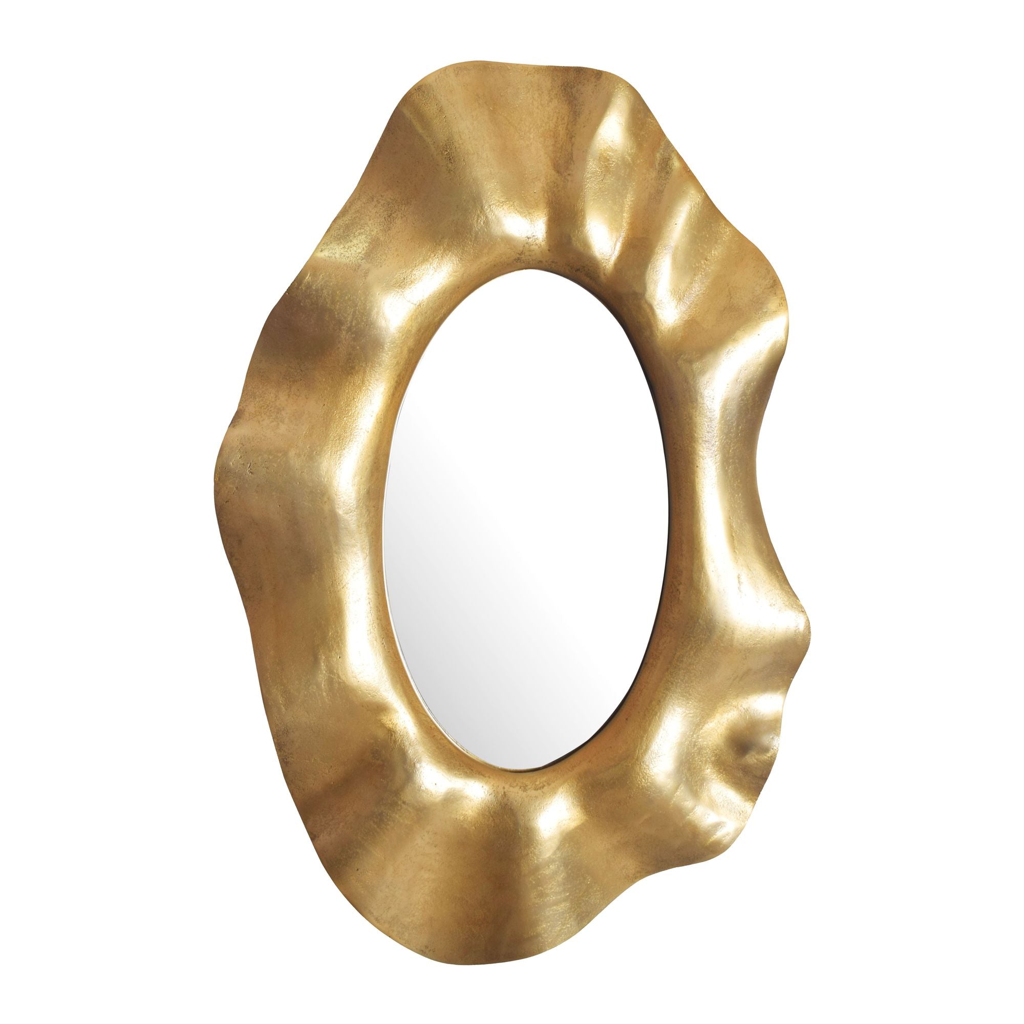 Asymmetrisk Vægspejl 60x90 cm i Guld Aluminium  -  Moderne Designspejl