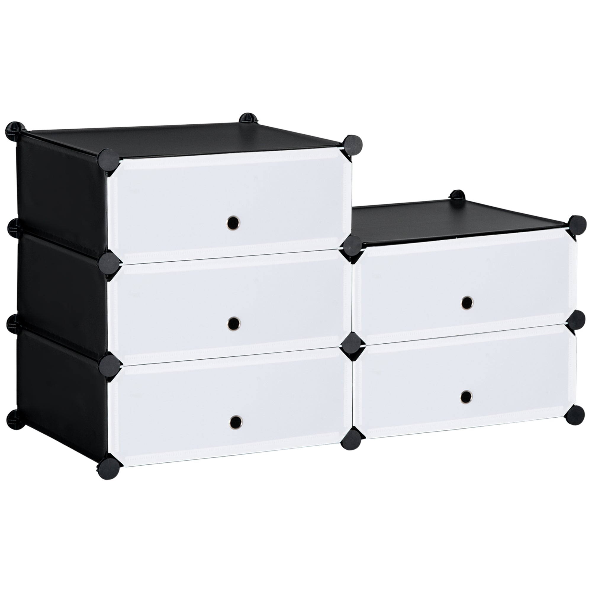 Modulært reolsystem til 6 par sko, 49 x 36,5 x 108 cm, sort