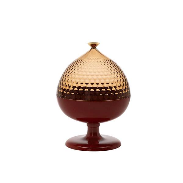 Kartell Pumo Skål med låg - Amber/Teglrød  : Erling Christensen Møbler