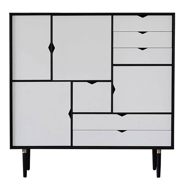 Andersen Furniture S3 reol Hvide fronter - Sort lakeret eg  : Erling Christensen Møbler