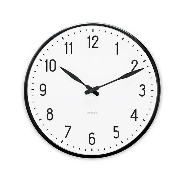 Arne Jacobsen Station Vægur - Ø:29 cm - Hvid/sort  : Erling Christensen Møbler