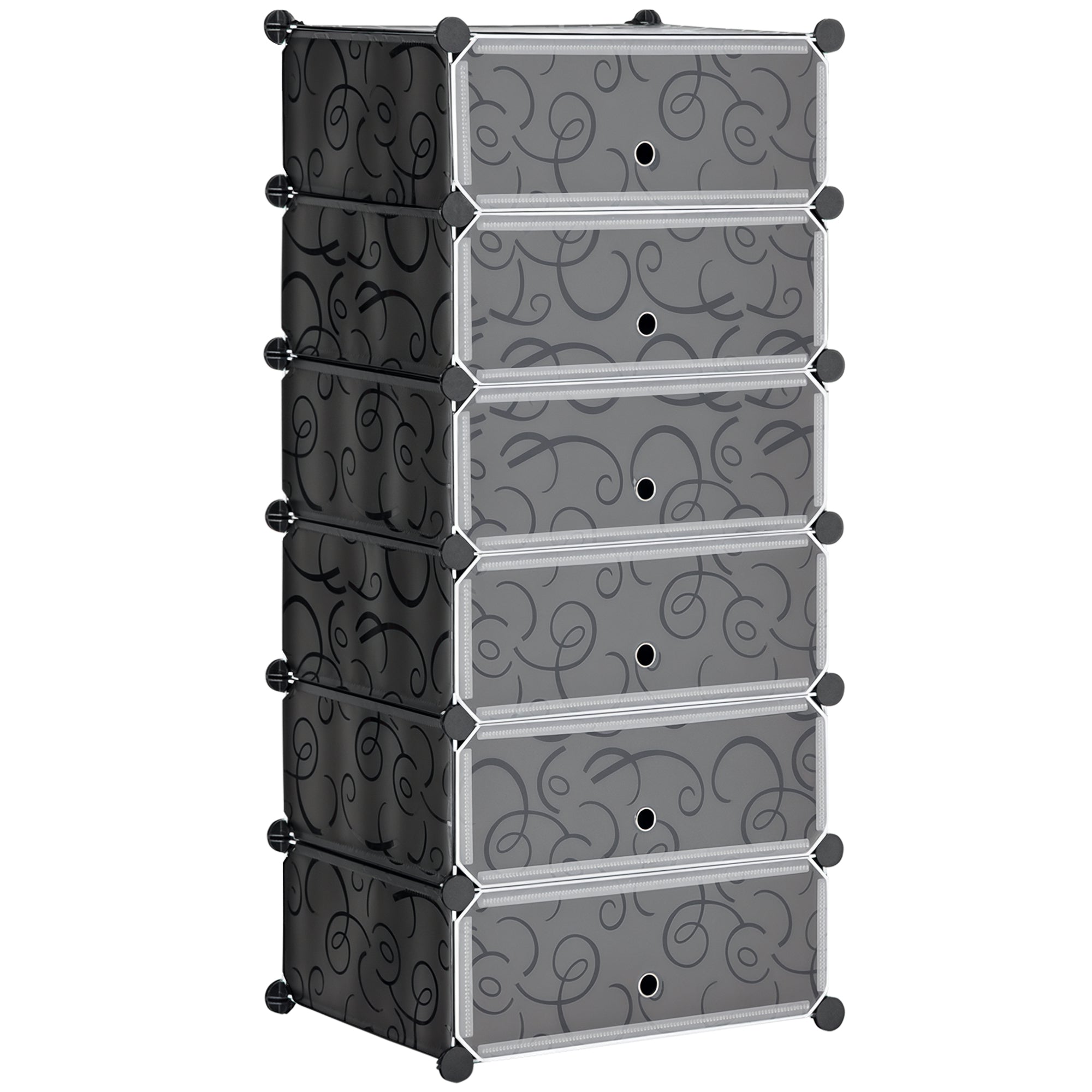 Modulært reolsystem til 6 par sko, 49 cm x 36,5 cm x 108 cm, sort