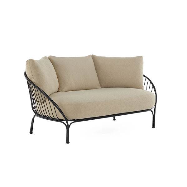 Kartell Hiray Sofa med hynder - Sort stel med beige hynder  : Erling Christensen Møbler