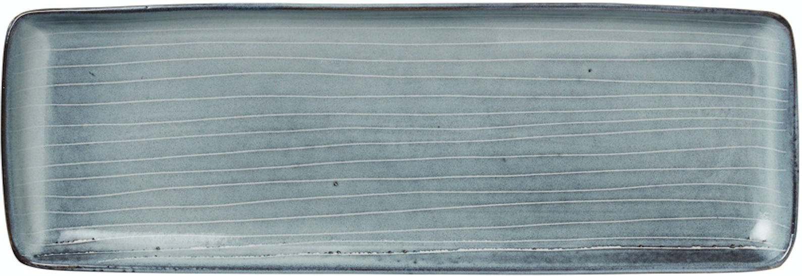 Dekorations- og serveringsfad Broste Copenhagen Nordic Sea stentøj blå 35 x 12,5 x 2,5 cm