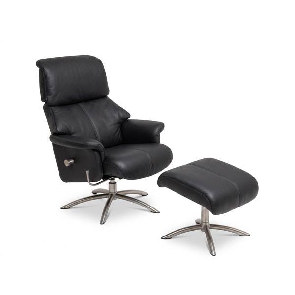 BD Möbel Calibra lænestol med gyng - 6002 Black - Sokkel: Børstet stål Børstet stål : Erling Christensen Møbler