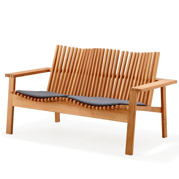 Cane-Line Amaze havebænk - teak med 2 stk. hynder i grå  : Erling Christensen Møbler
