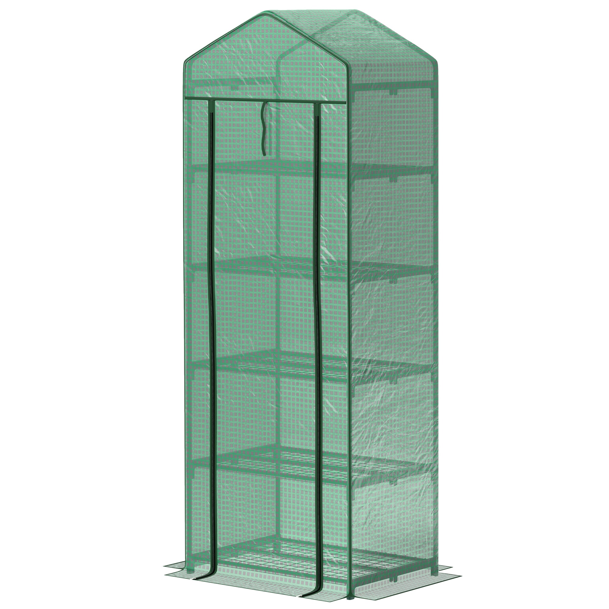 Minidrivhus til blomster eller grøntsager, stål, plastik, 69 x 49 x 193 cm, grøn