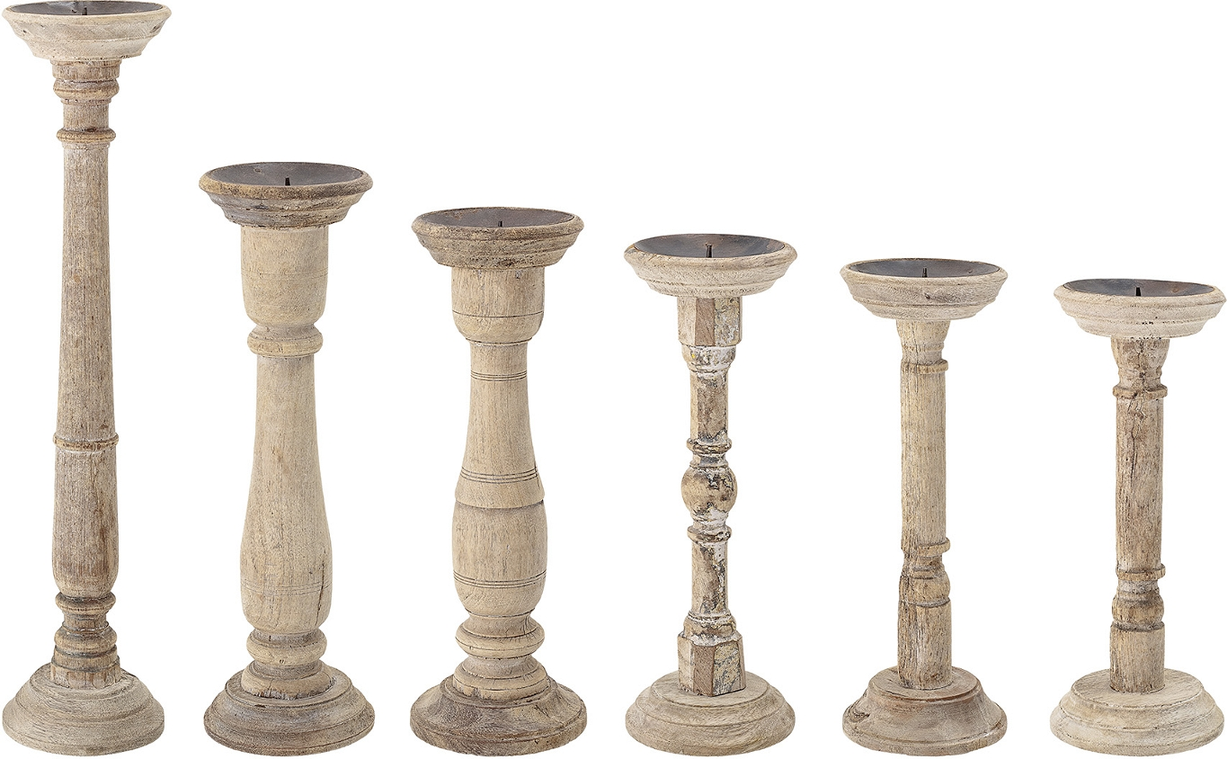 Lysestage Creative Collection Carola håndlavet i genbrugstræ H52 cm natur
