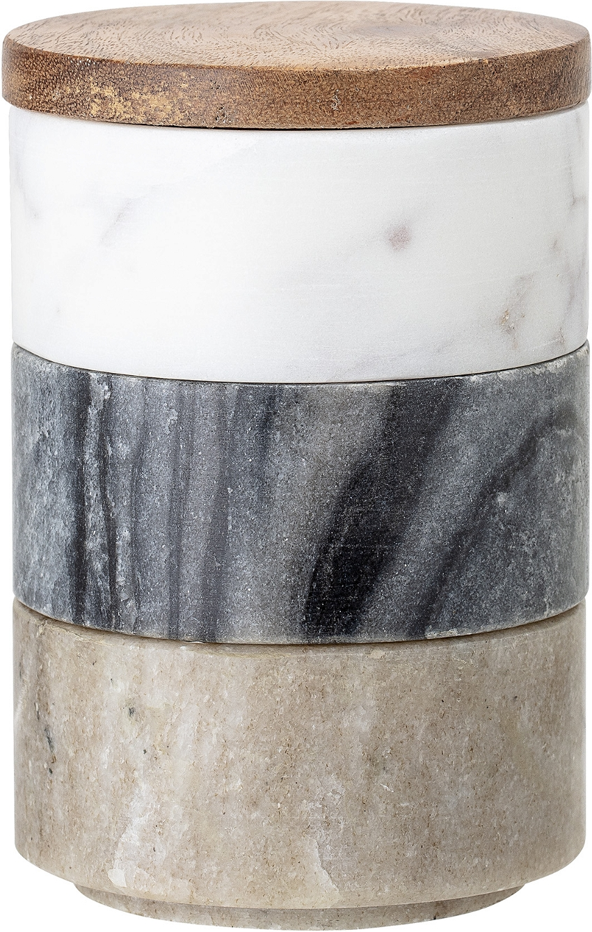 Opbevaringskrukke med låg Creative Collection Mael marmor Ø7,5 x H11,5 cm