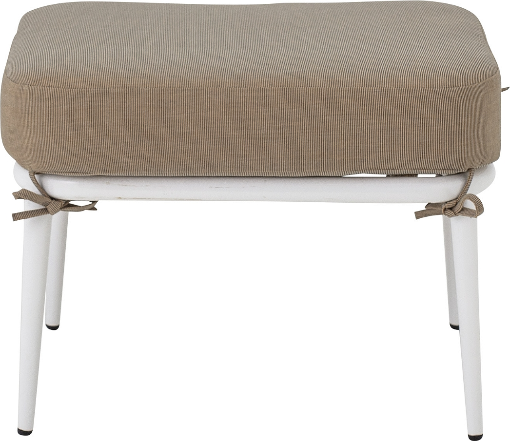 Udendørs taburet Creative Collection Cia i hvidt metal med vandafvisende reb, aftagelig pude og frostsikker H40xB40xL50