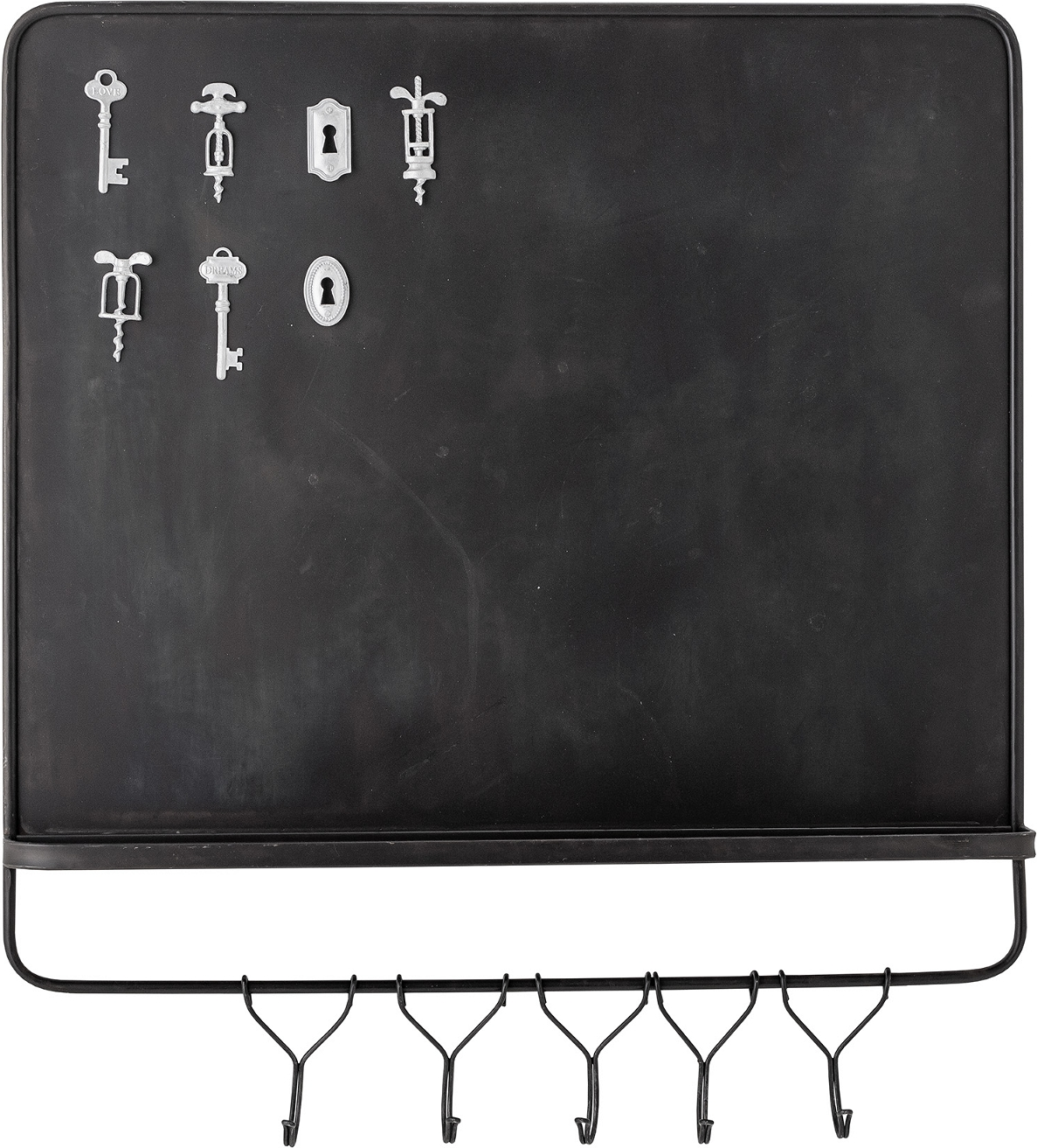 Børnemagnettavle Creative Collection Denno i mørkebrunt metal med 5 kroge og 7 magneter