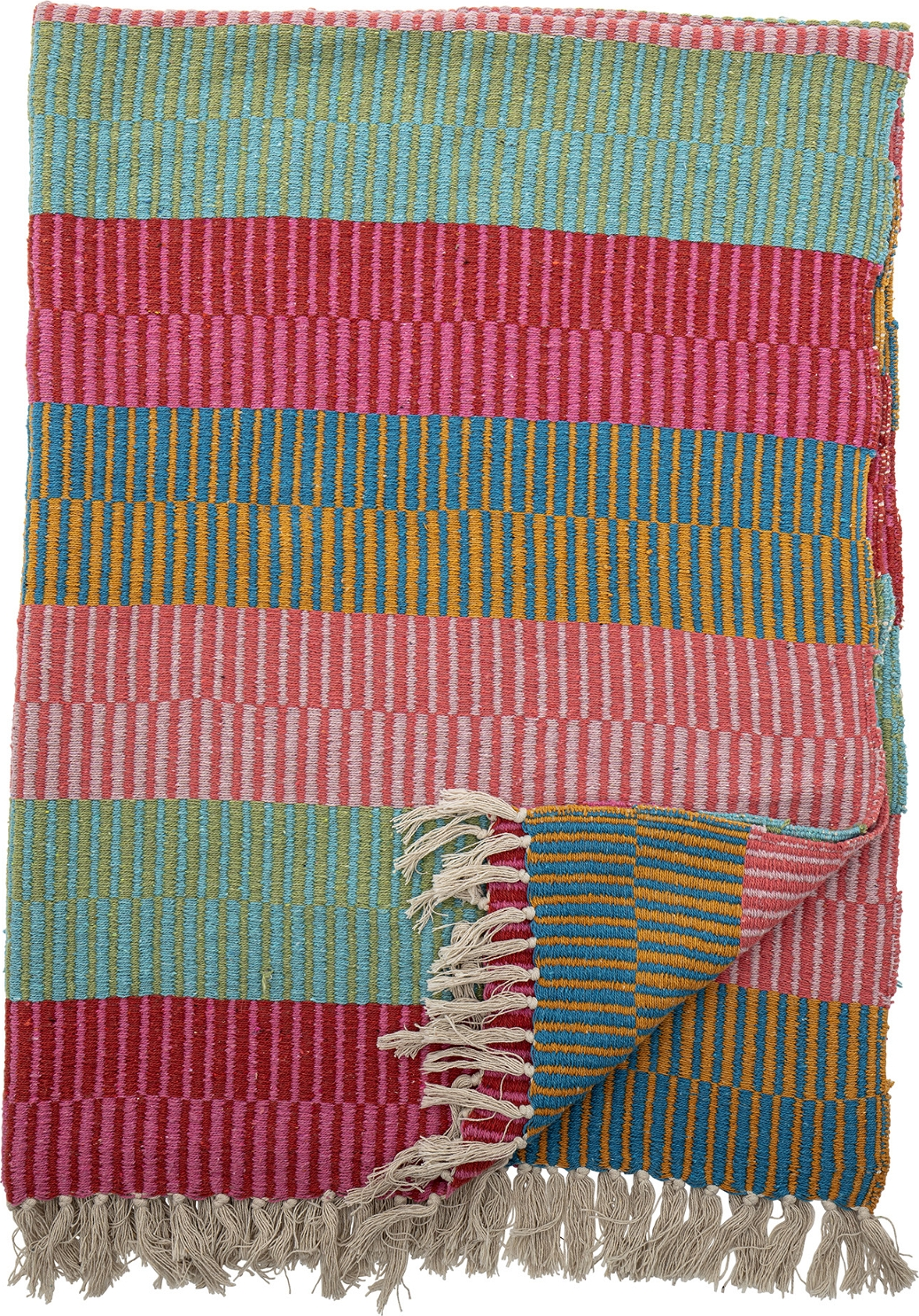 Plaid Creative Collection Isnel genbrugt bomuld 130 x 160 cm grøn multifarvet hyggetæppe