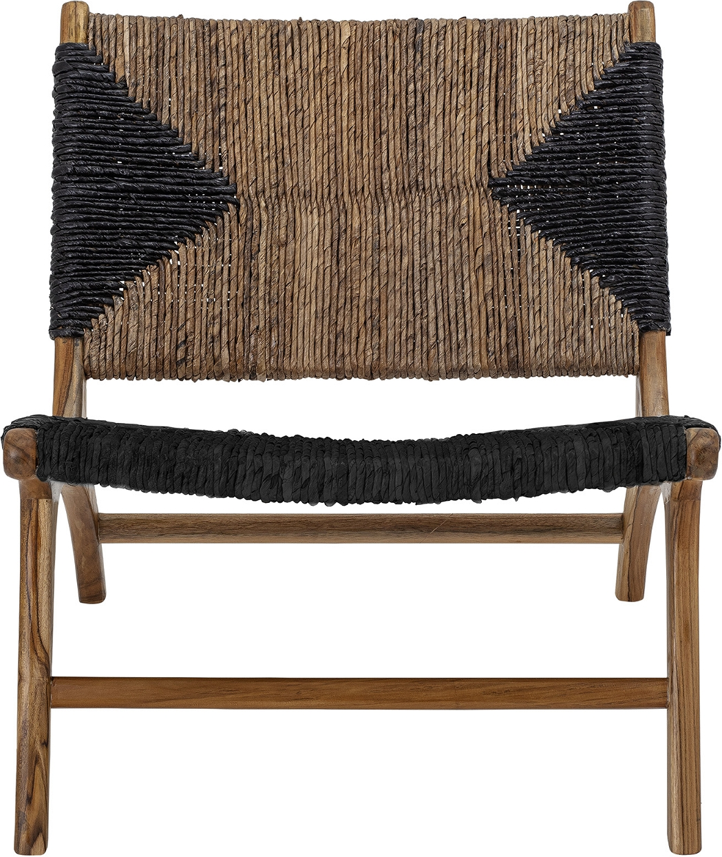 Loungestol Grant Creative Collection  -  robust teak med banansnore sort/natur, kompakt indendørs design