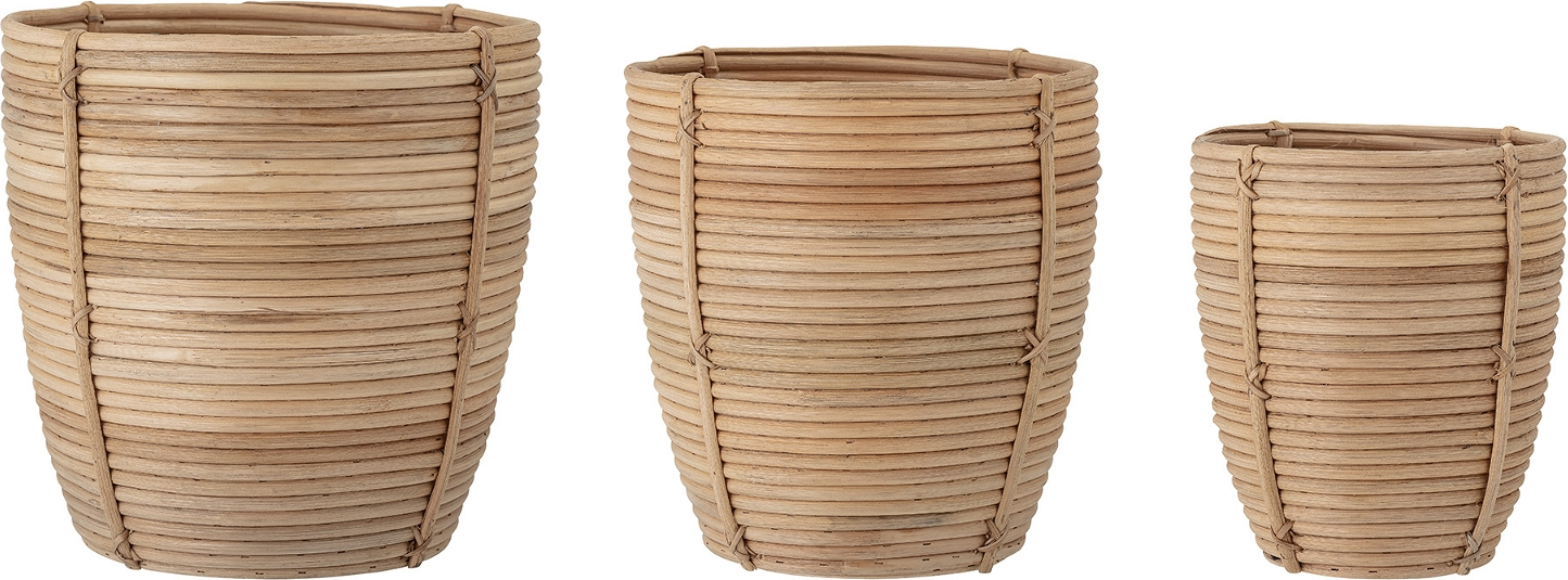 Opbevaringskurvesæt Creative Collection Karly rattan natur Ø36 x H28 cm 3 stk