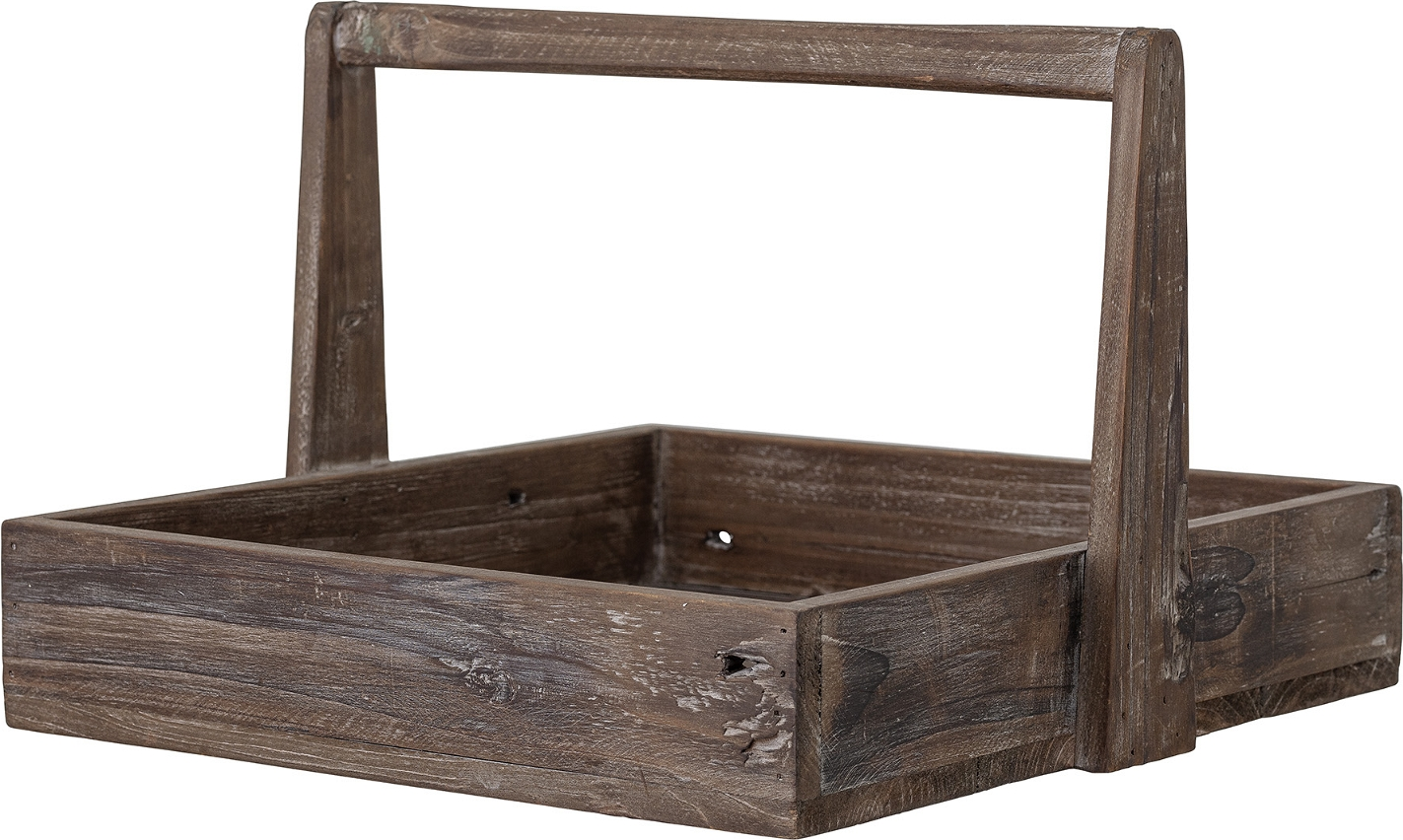 Dekorationsbakke Creative Collection Siia genbrugsbrænde vintage brun 36x36x24 cm