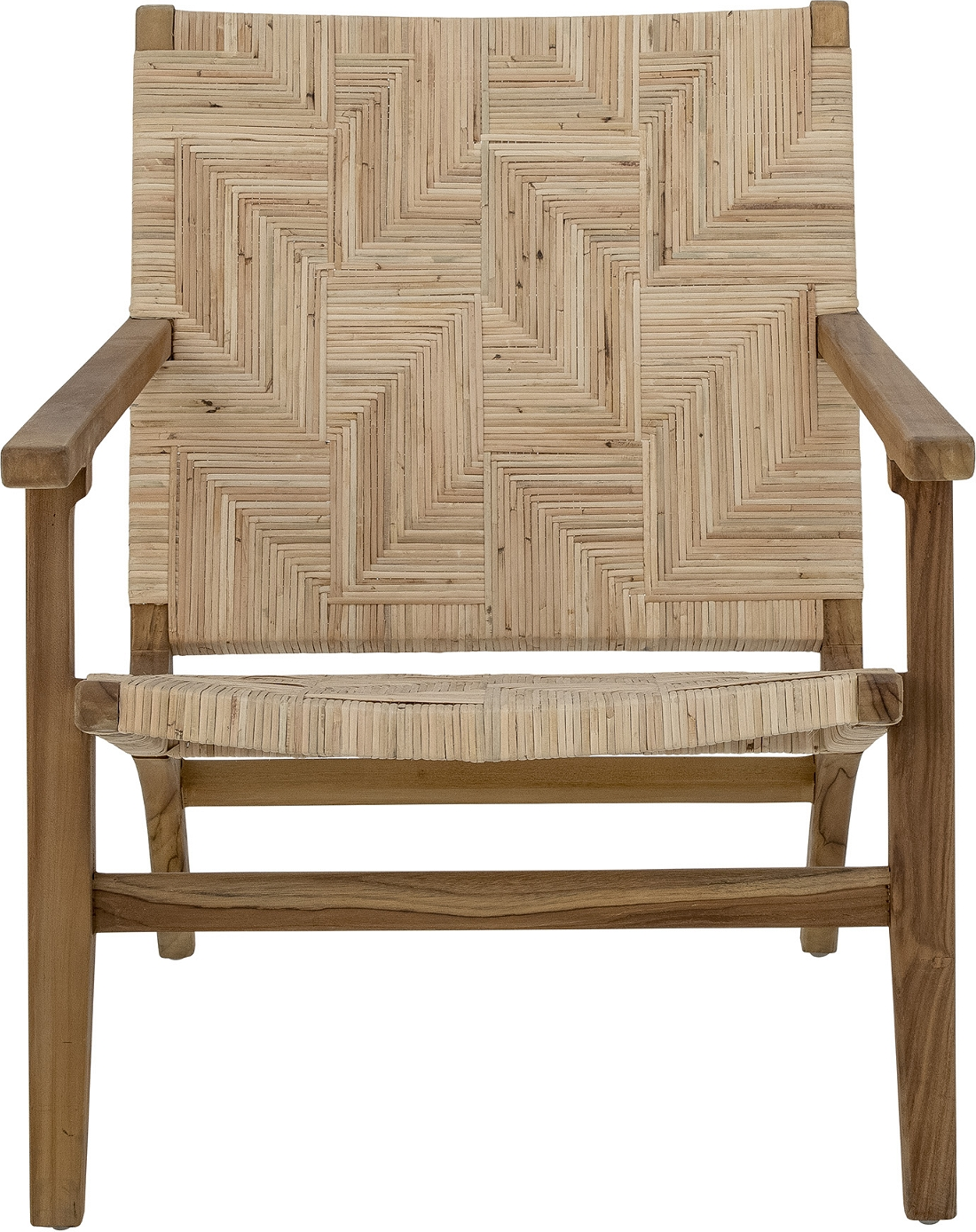 Lænestol Creative Collection Mills i teaktræ og rattan, brun, H77ÃB63ÃL76 cm