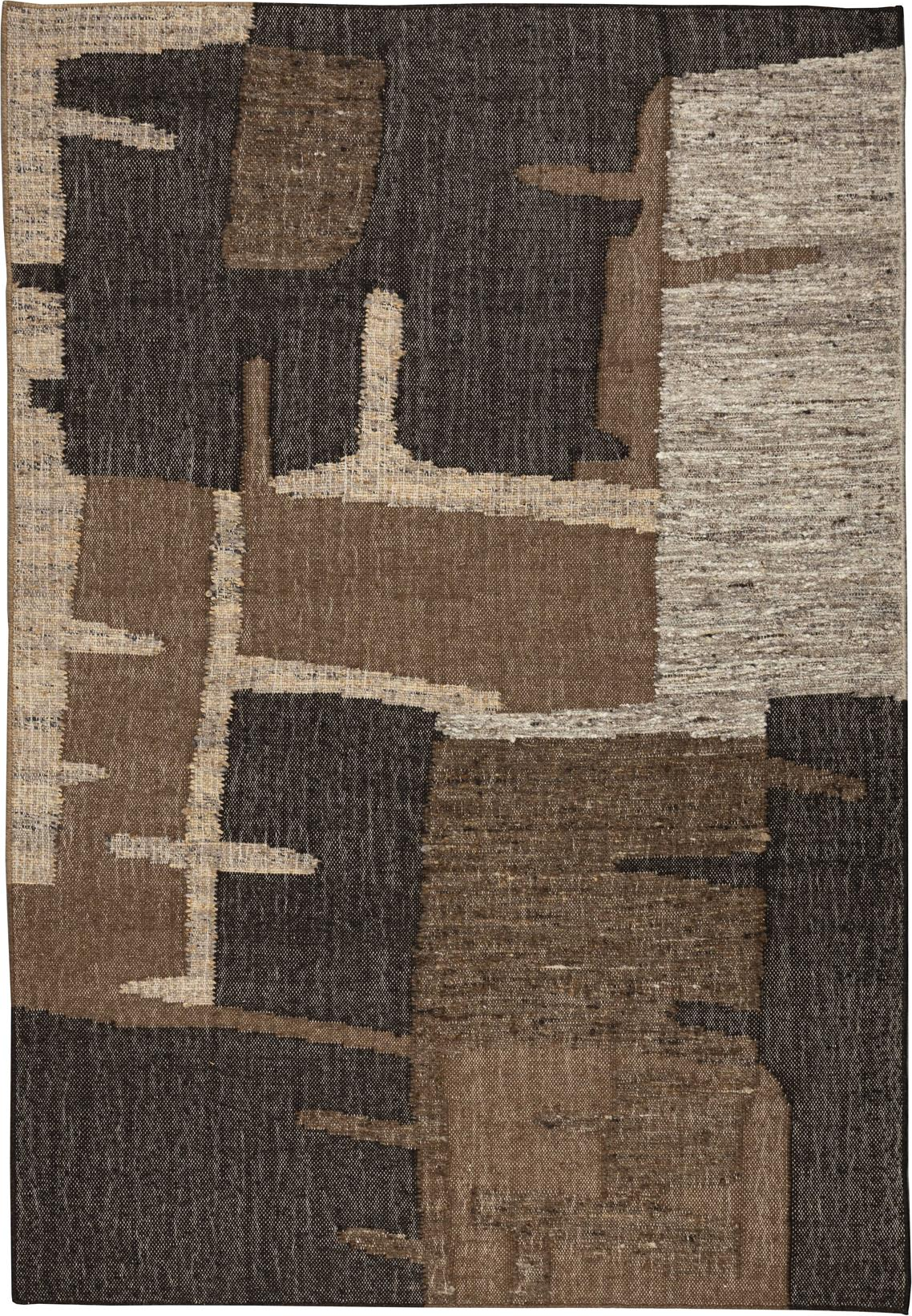 Gulvtæppe Dutchbone Briton 200x300 cm mudderbrun håndvævet uld og jute