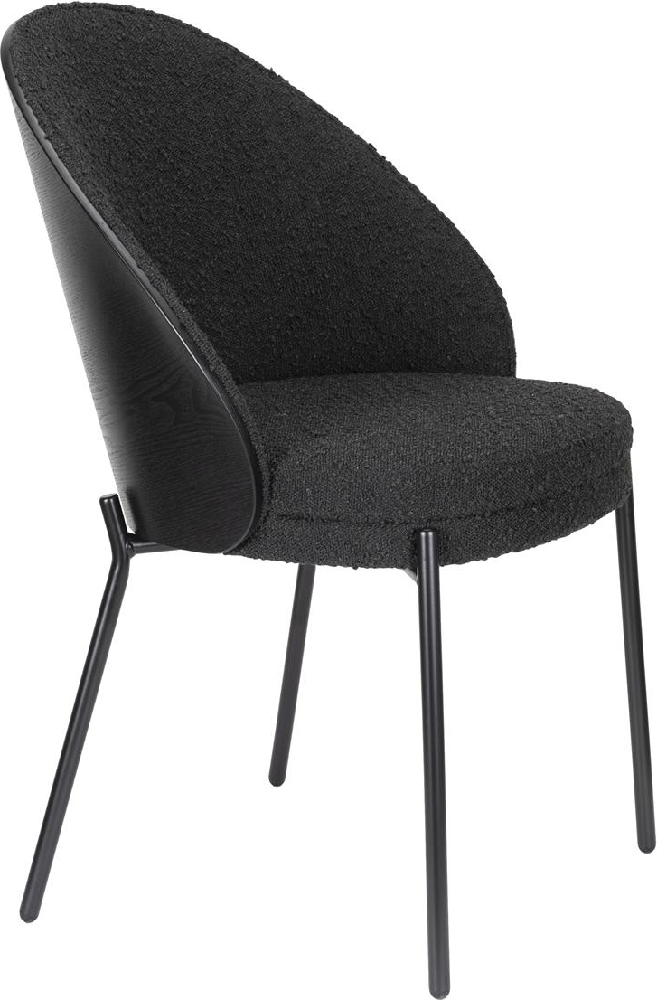 Spisebordsstol / spisestol Dutchbone Rodin antracit askefinér ryglæn polyesterbetræk metalben H85xB55xL56 cm