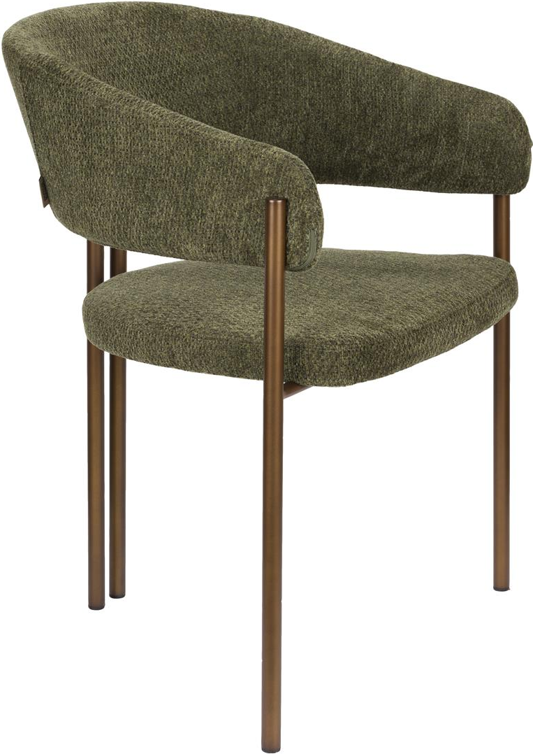 Spisebordsstol og spisestuestol Dutchbone Naida bouclé polstret polyester gråbrun eukalyptuskrydsfiner stålstel