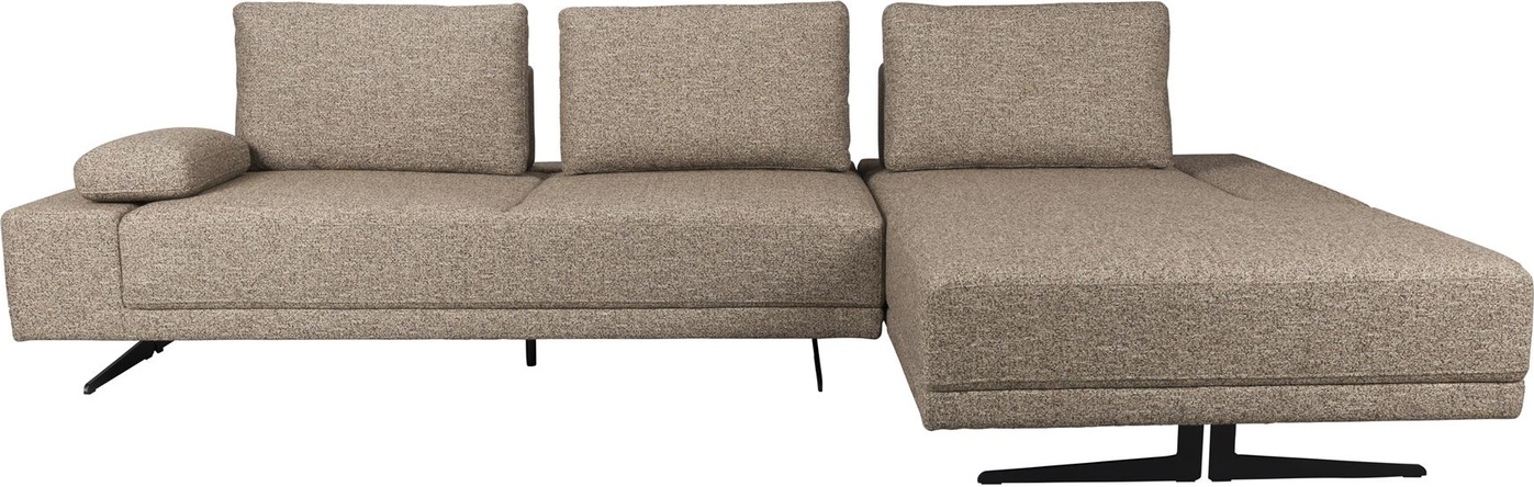 Chaiselong sofa Dutchbone Shelly 3-personers stengrå polyester 308Ã183,5 cm med stålbase