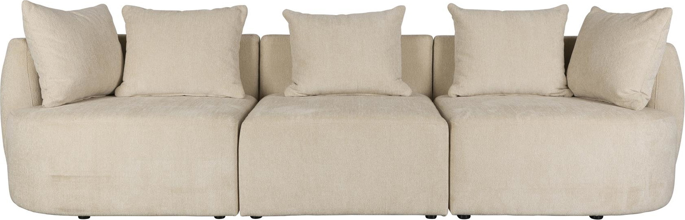 4-personers stofsofa Dutchbone Rocca lysegrå polyester H83xB250xD92 cm