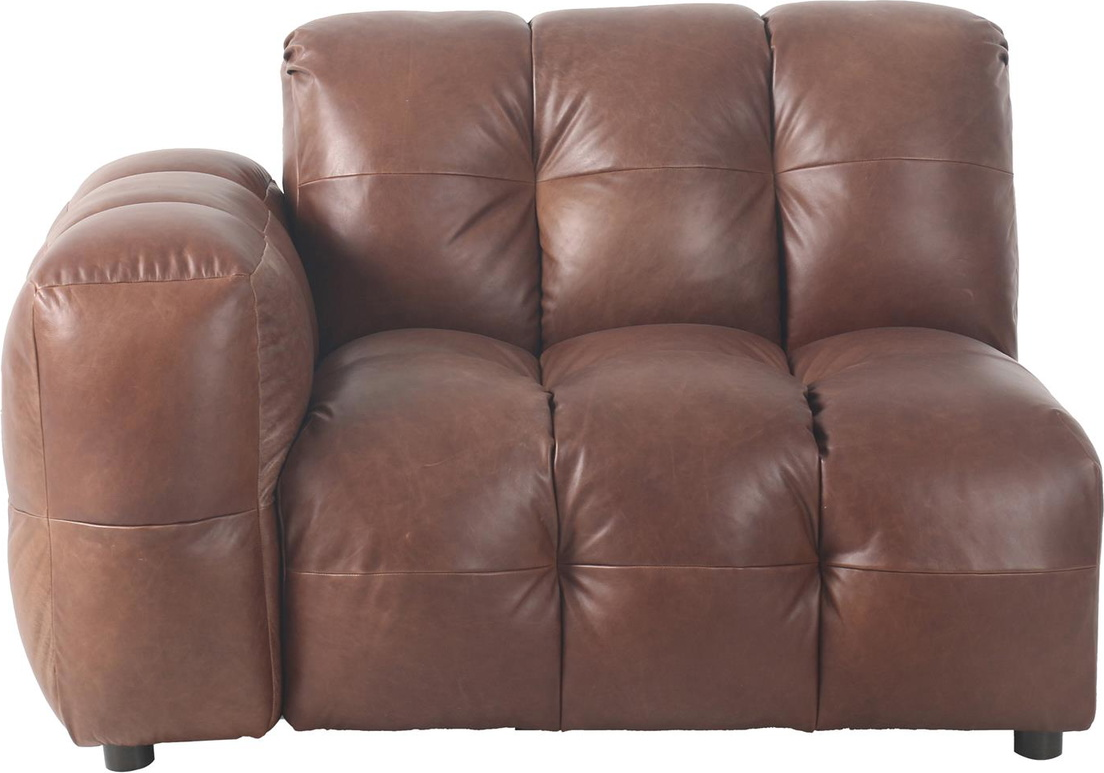 Modulsofa Dutchbone Element venstrevendt mudderbrun koskind 132 x 102 cm