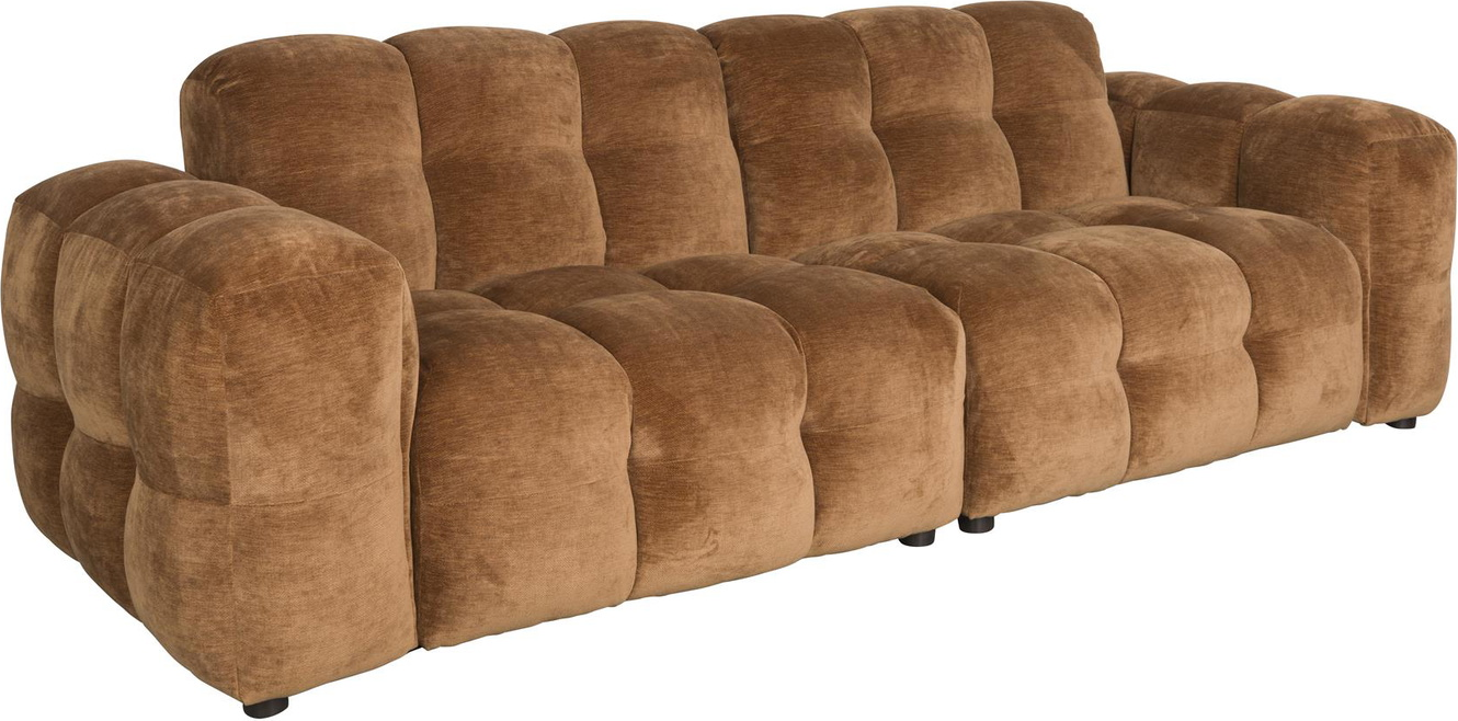 3-personers sofa Dutchbone Hackman kastanjebrun polyester retro design