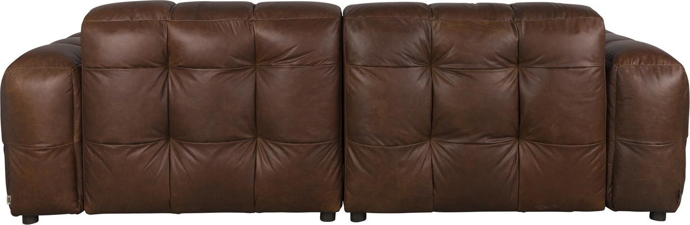 3-personers lædersofa Dutchbone Hackman i mørkebrunt koskindslæder  -  264 x 84 x 102 cm