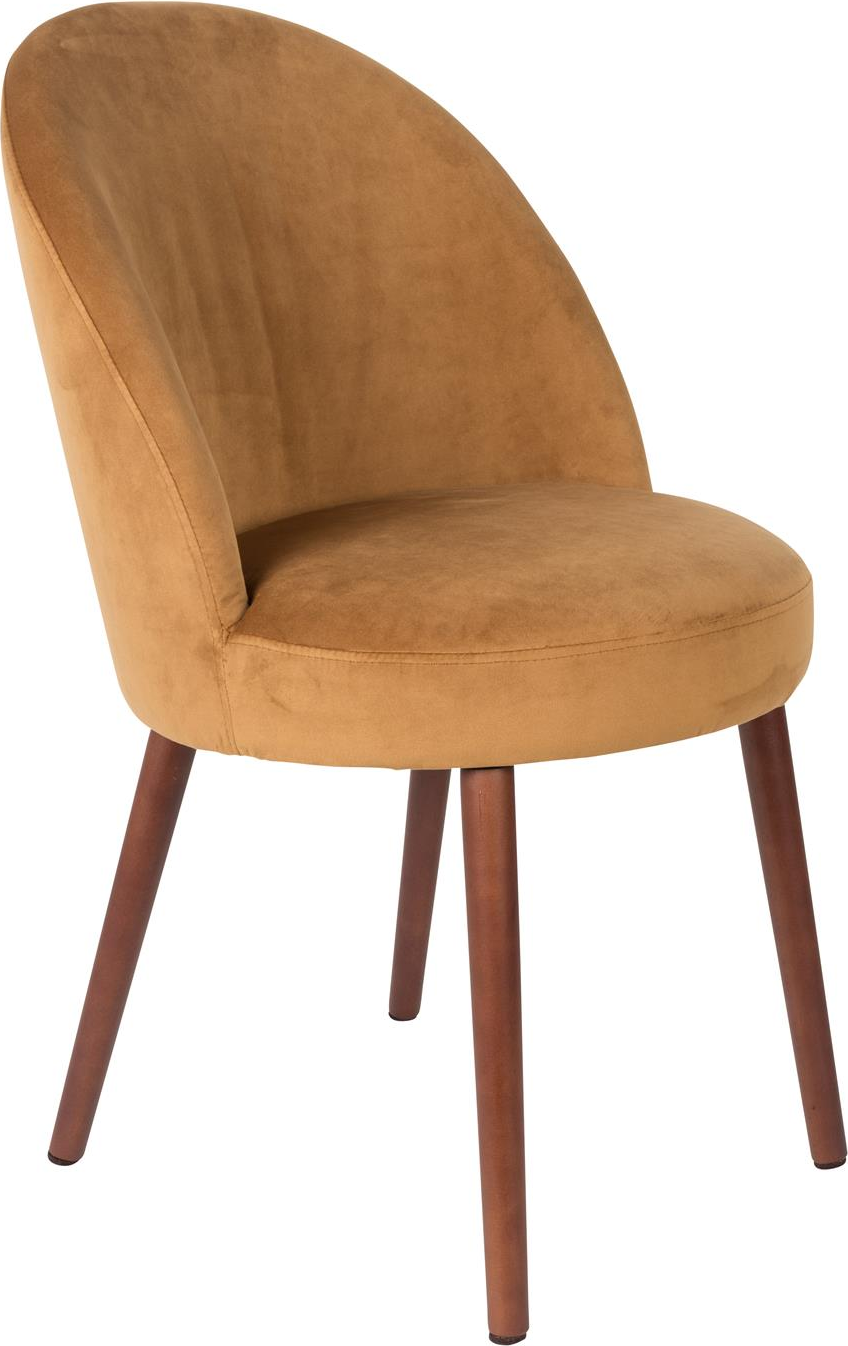 Spisebordsstol Dutchbone Barbara vintage kastanjebrun polyester med bøgetræben 85,5x51x59 cm