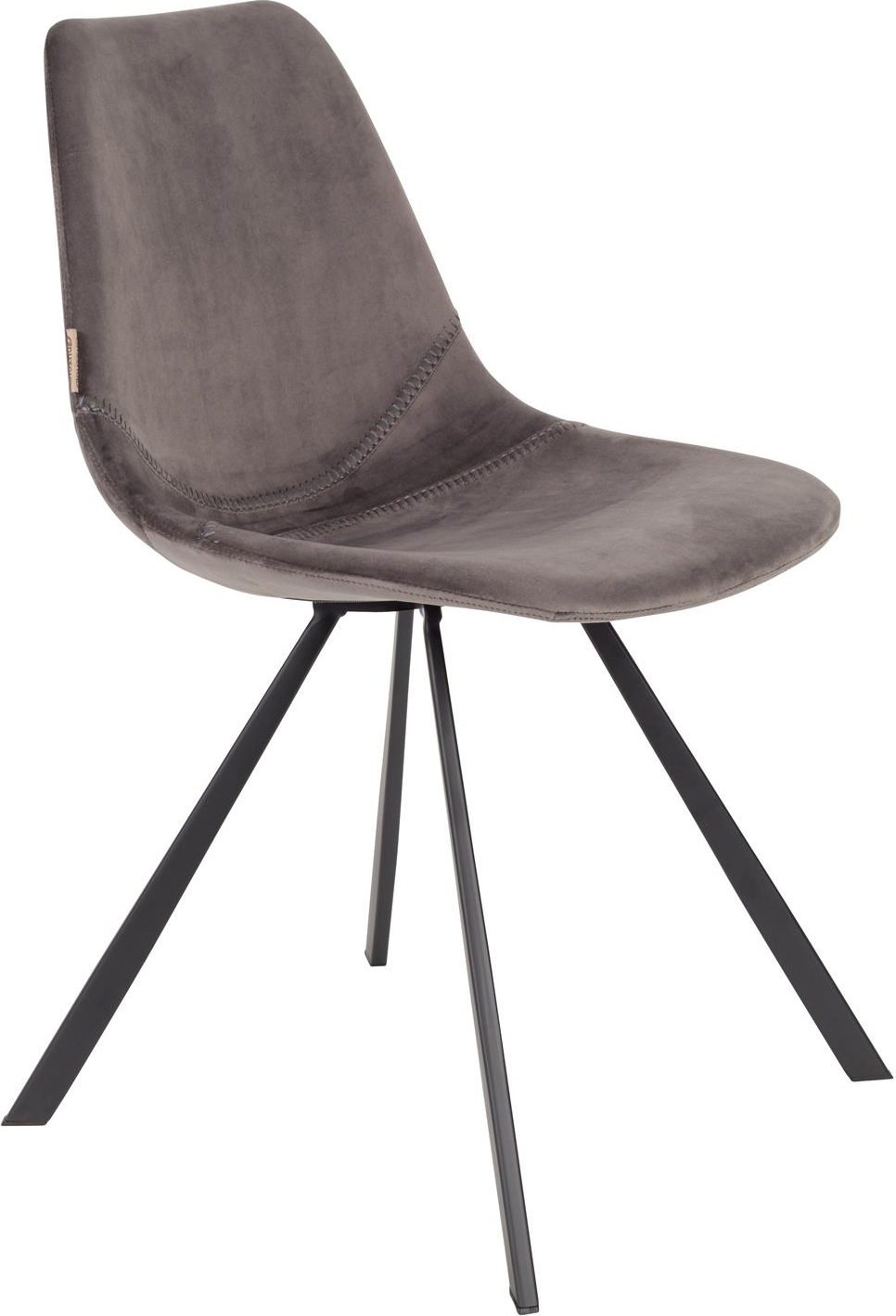 Spisebordsstol Dutchbone Franky mørkegrå polyester stof stålbase vintage æstetik komfortabelt ryglæn håndlavet kvalitet