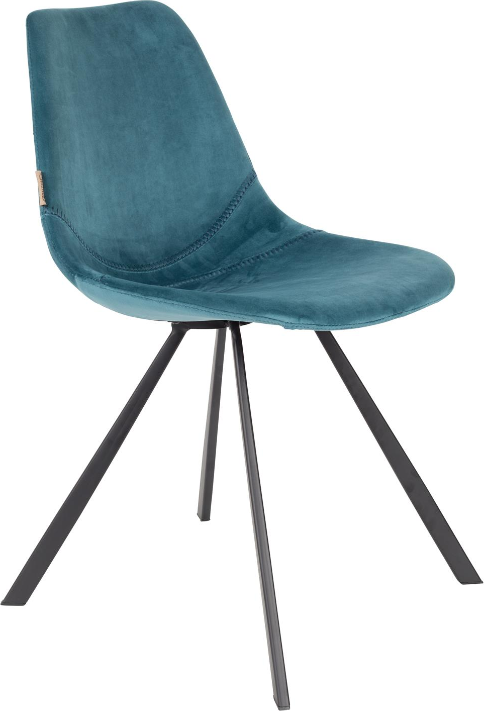 Spisebordsstol Dutchbone Franky  -  blå polstret polyester, sort stålstel, H83 x B46 x L56 cm