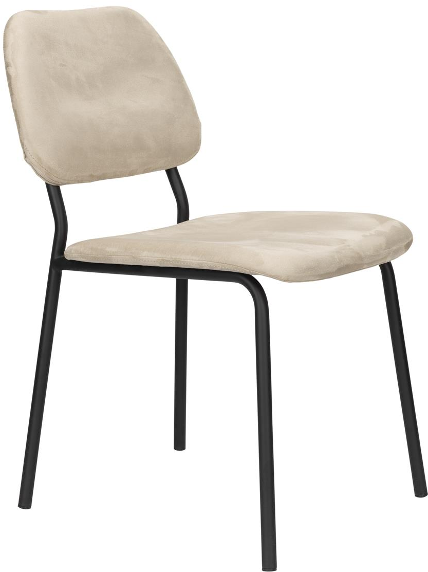 Spisebordsstol Dutchbone Darby polstret polyester lysgrå med sorte ben retro design