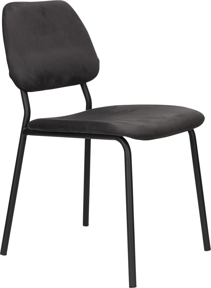 Spisebordsstol Dutchbone Darby vintage-inspireret askegrå polstret stof sort krydsfinerstel