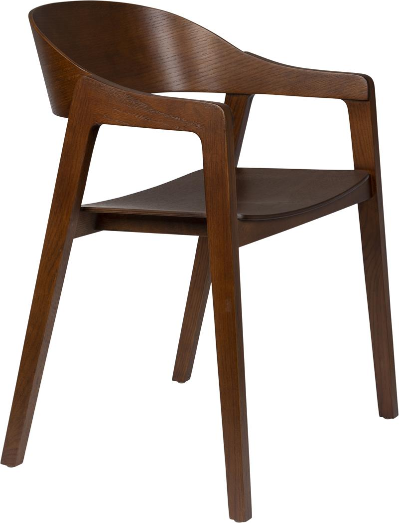 Spisebordsstol Dutchbone Westlake i mørkebrun egetræ med armlæn og ryglæn H76 B58 D52 cm