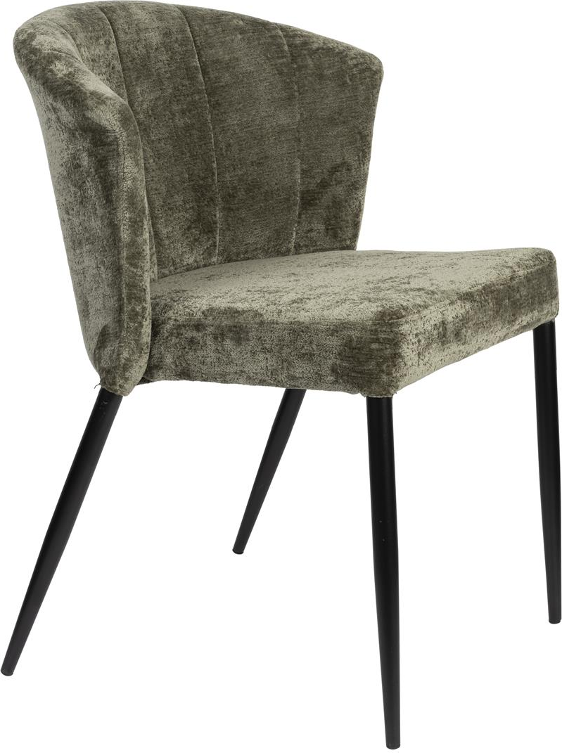 Spisebordsstol Dutchbone Georgia i blygrå krydsfiner med polstret sæde, sort stel H78ÃB62ÃL60cm