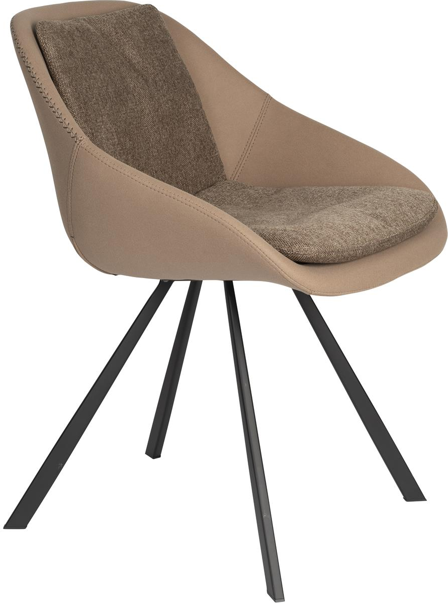 Spisebords- og spisestuestol Dutchbone Wakefield  -  polstret designstol i brungrå polyester med sort pulverlakeret metalstel