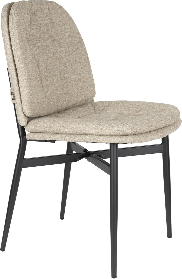 Dutchbone Jade spisebordsstol i stenlysgrå polyester  -  polstret stålbase sæt á 2 H84xB49xL56,5 cm