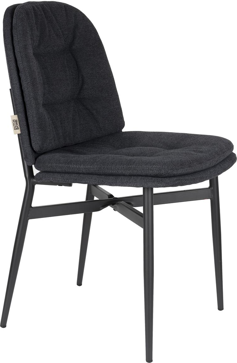 Spisebordsstol Dutchbone Jade, polstret stålstel, polyester/polyurethan, blå/antracit, sæt af 2