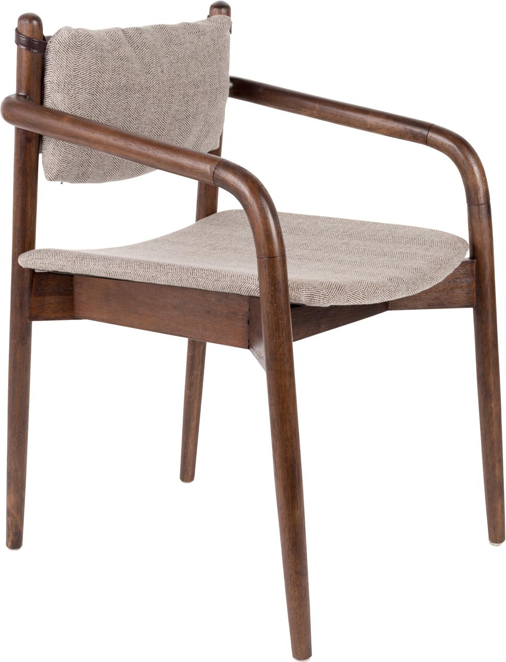Spisebordsstol med armlæn Dutchbone Torrance polstret mudderbrun polyester H78,5xB55xL59 cm