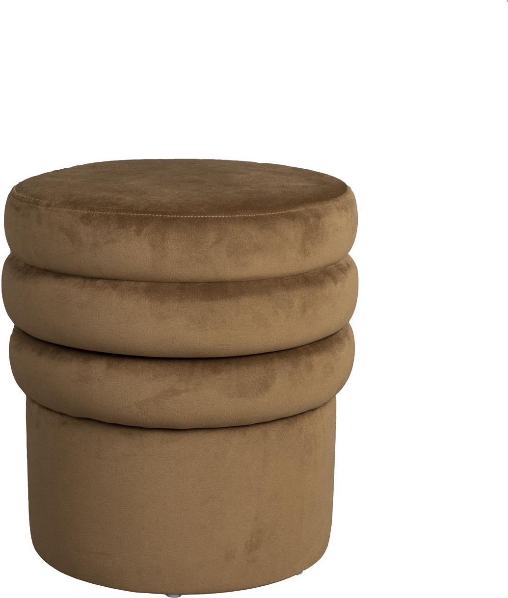 Skammel/pouf Dutchbone Aditi mudderbrun polyesterstof Ø40 x H44 cm