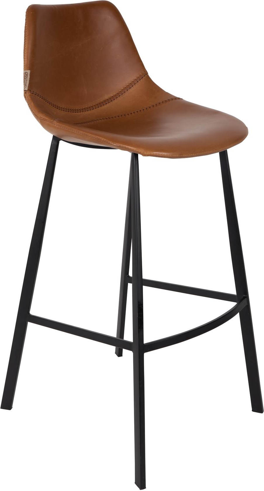 Barstol Dutchbone Franky vintage i kaffe PU-læder med sort stålstel H106 cm