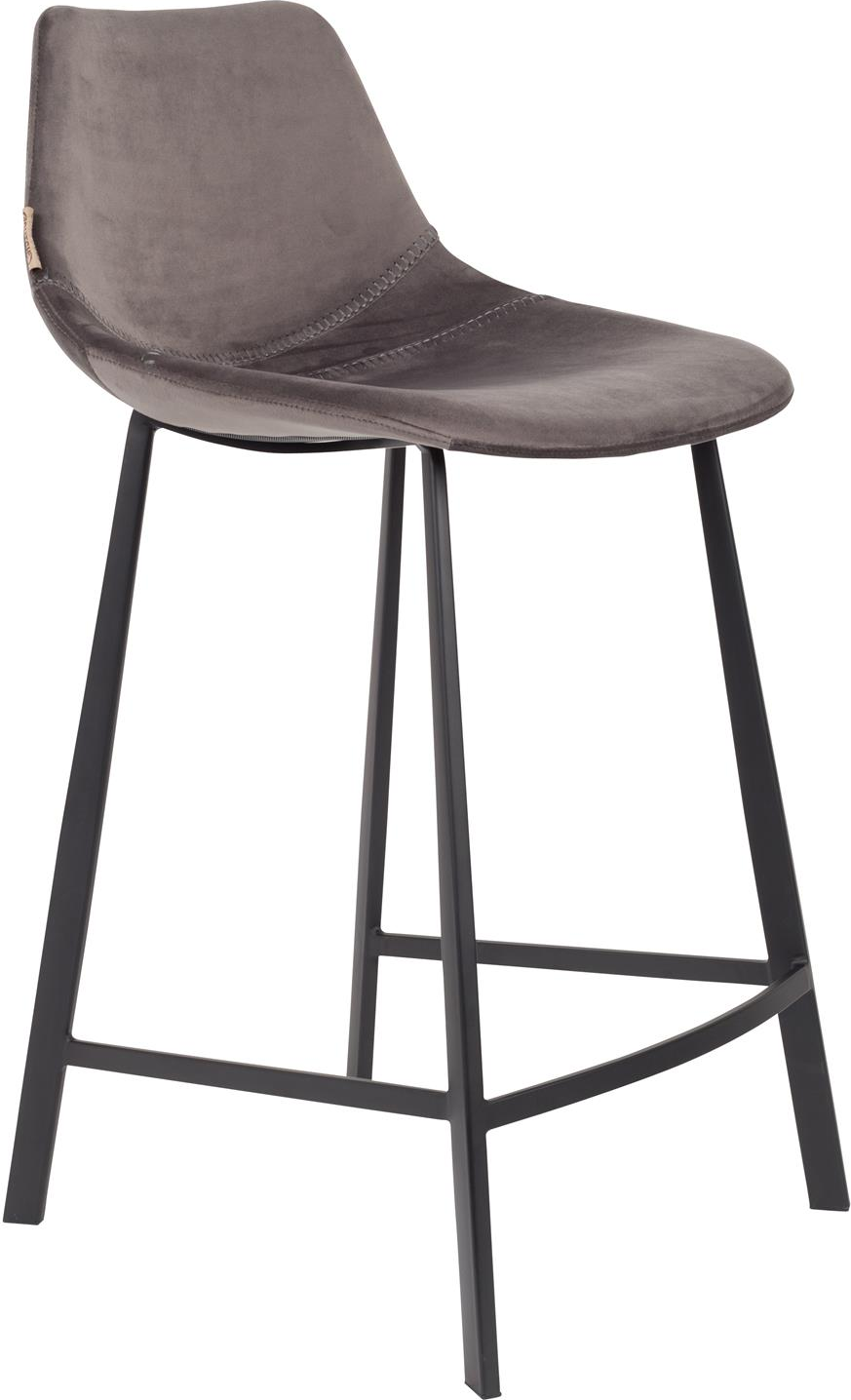 Barstol Dutchbone Franky mørkegrå polstret polyester med sort stålbase H91xB45xD52 cm